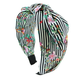 Diadem randig extra bred med rosett