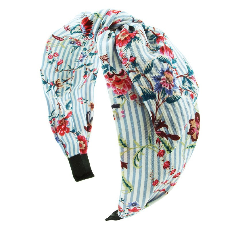 Diadem randig extra bred med rosett