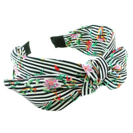 Diadem randig extra bred med rosett