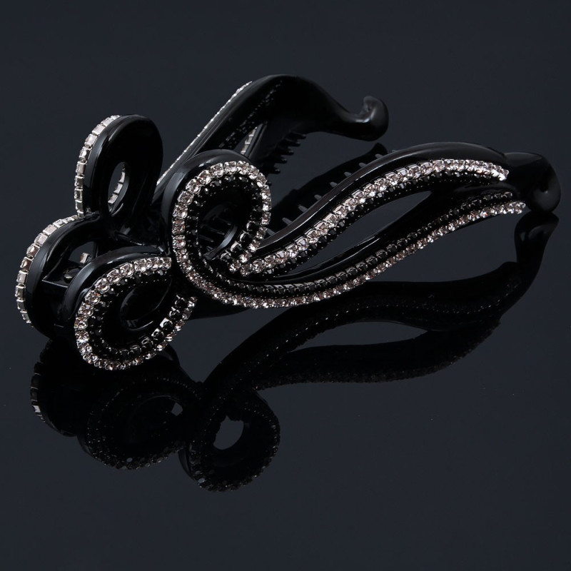 Bananklämma rosettband med strass