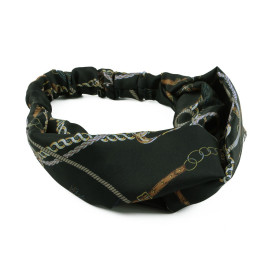 Hårband svartmönstrad satin