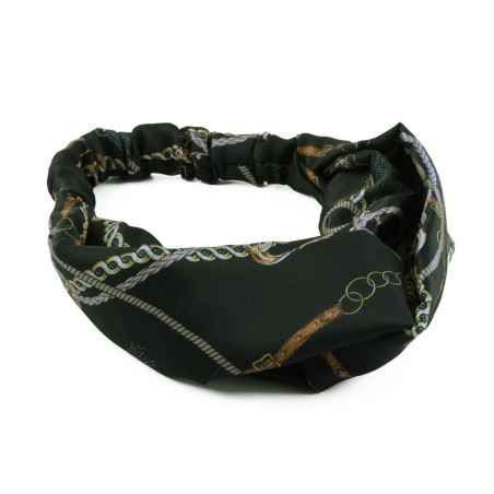 Hårband svartmönstrad satin