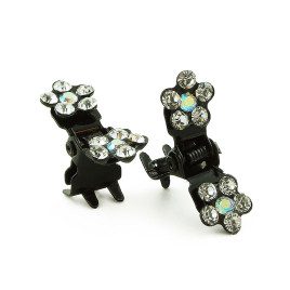 Miniklämma metall 8 mm med strass 2-pack