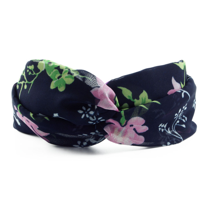 Diadem marinblå chiffong med blommor