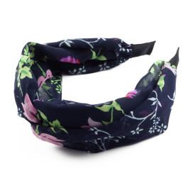 Diadem marinblå chiffong med blommor