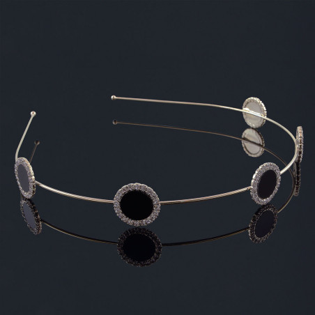 Metalldiadem runda plattor med strass guld