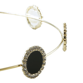 Metalldiadem runda plattor med strass guld