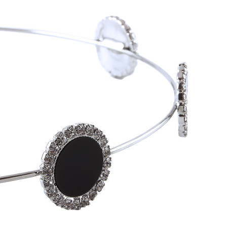 Metalldiadem runda plattor med strass silver