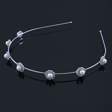 Metalldiadem pärlblomma med strass