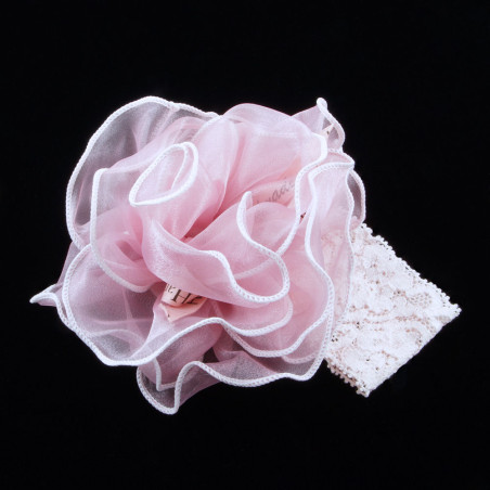 Hårband baby stor organza ros