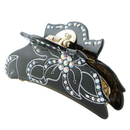 Akrylklämma liljor med strass svart L