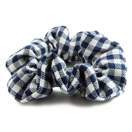 Scrunchie garnfärgad mörkblå smårutig
